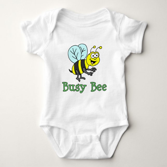 Busy Bee Cartoon Baby Bodysuit (Front)