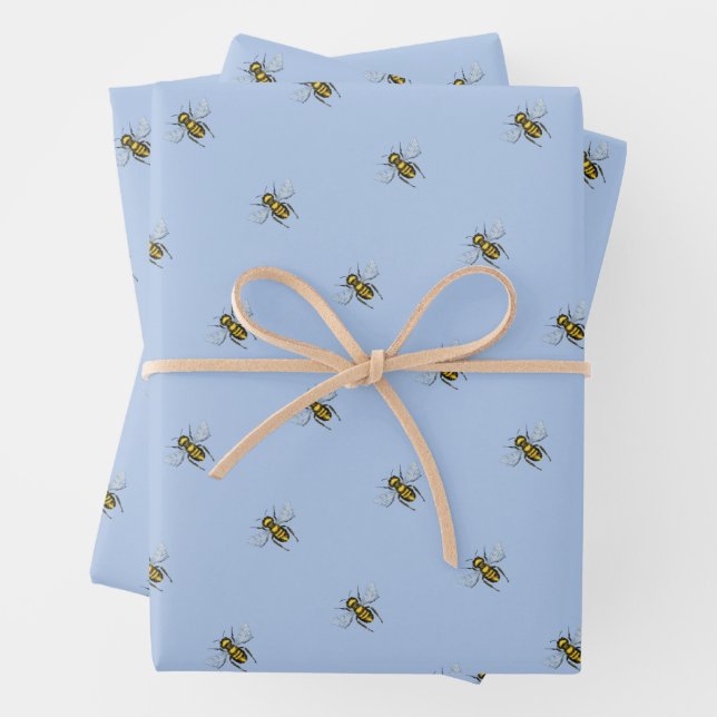 Busy Bee Cute Little Honeybee Queen Bee Wrapping Paper Sheet (In situ)
