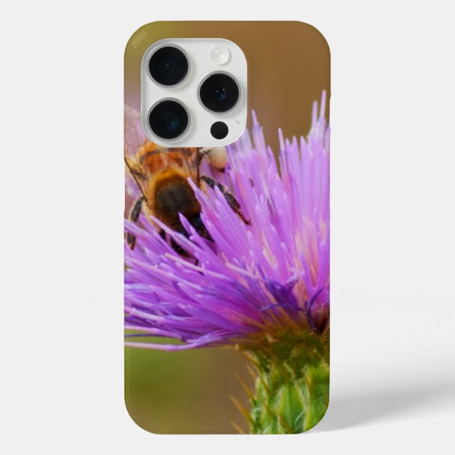 Busy Bee In Purple Thistle Close-Up Photograph Case-Mate iPhone Case (Back)