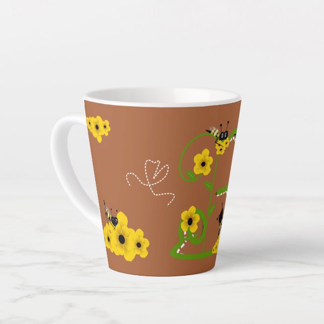 Busy Bee Latte Mug (Left Angle)