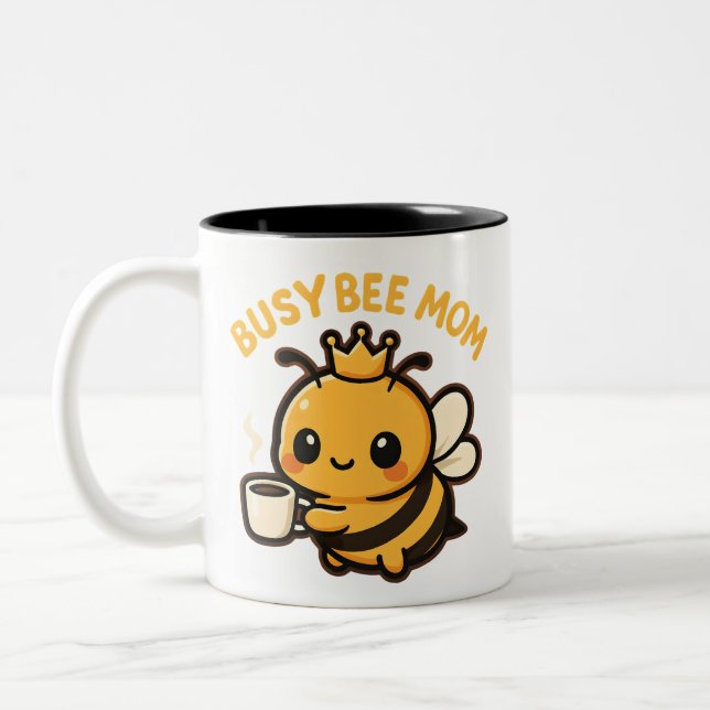 Busy Bee Mum Coffee Bee Two-Tone Coffee Mug (Left)