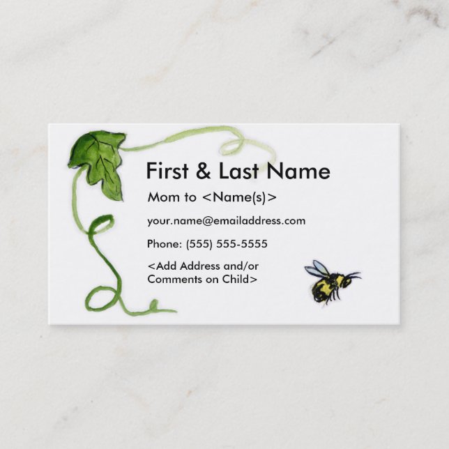 Busy Bee Mummy Custom Photo Calling Playdate Cards (Front)