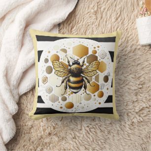 Busy Bee on Honeycomb: Hexagons and Circles Cushion