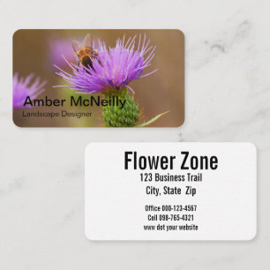 Busy Bee On Purple Thistle Horizontal Format Business Card