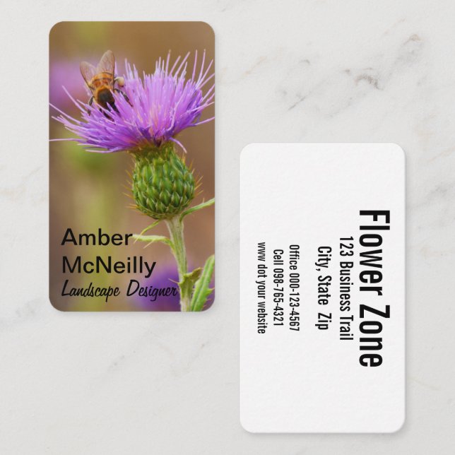 Busy Bee On Purple Thistle Photograph Business Card (Front/Back)