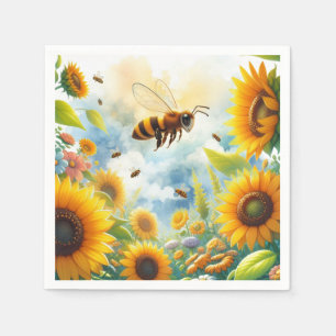 Busy Bee Sunflower Garden Theme  Napkin
