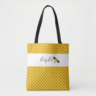 Busy Bee, Tiny Black Dots Shoulder Tote Bag