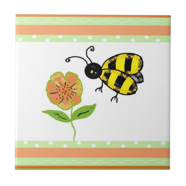 Busy Bee with Orange Flower Tile (Front)