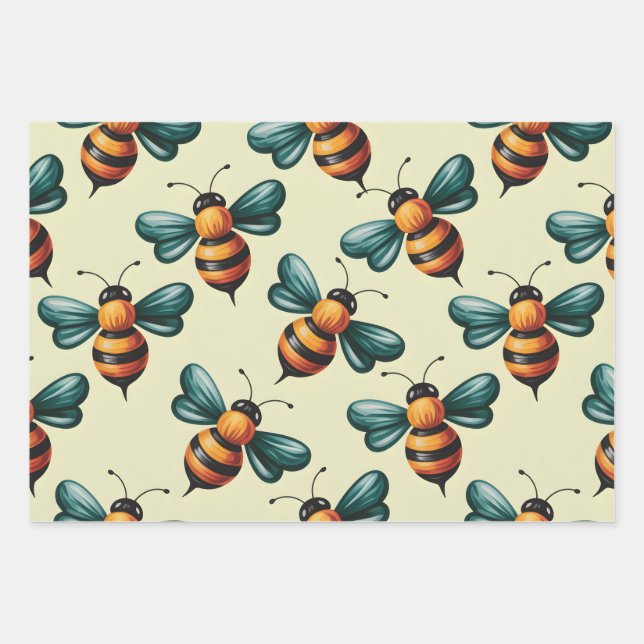 Busy Bee Wrapping Paper Sheet (Front)