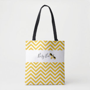 Busy Bee, Yellow and White Waves Shoulder Tote