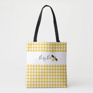 Busy Bee, Yellow Gingham Shoulder Tote