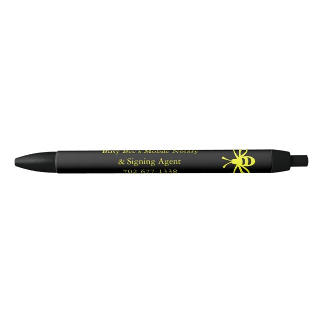Busy Bee's Mobile Notary Black Ink Pen (Front)