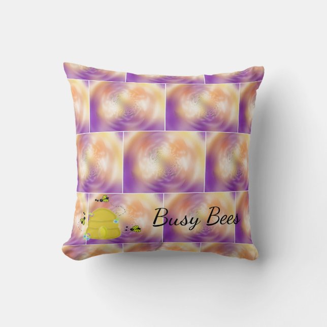 Busy Bees Multicolored Swirl Cushion (Front)