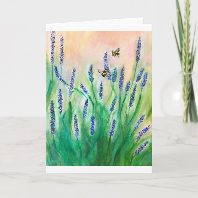 Busy Bees on Salvia Card <Blank Inside> (Front)