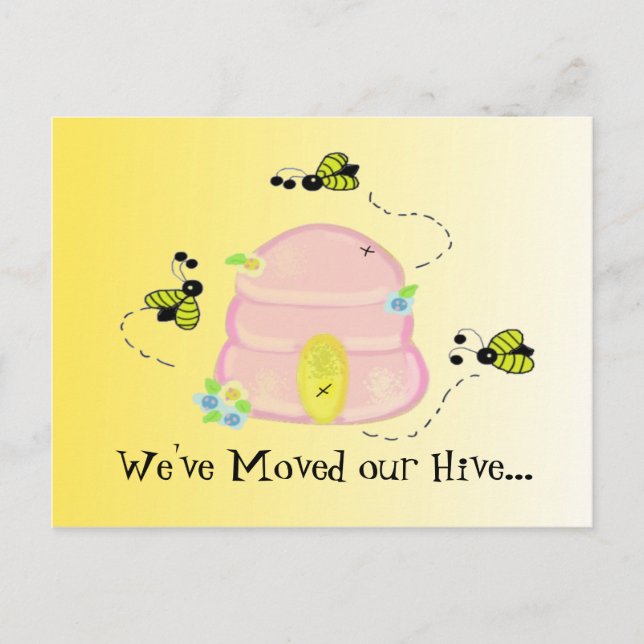 Busy Bees We've Moved Announcement Postcard (Front)