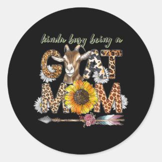 Busy Being Goat Mum Cute Mama Farm Animal Classic Round Sticker