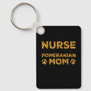 Busy Being Nurse Dog Mother - Pom Pomeranian Mum Key Ring
