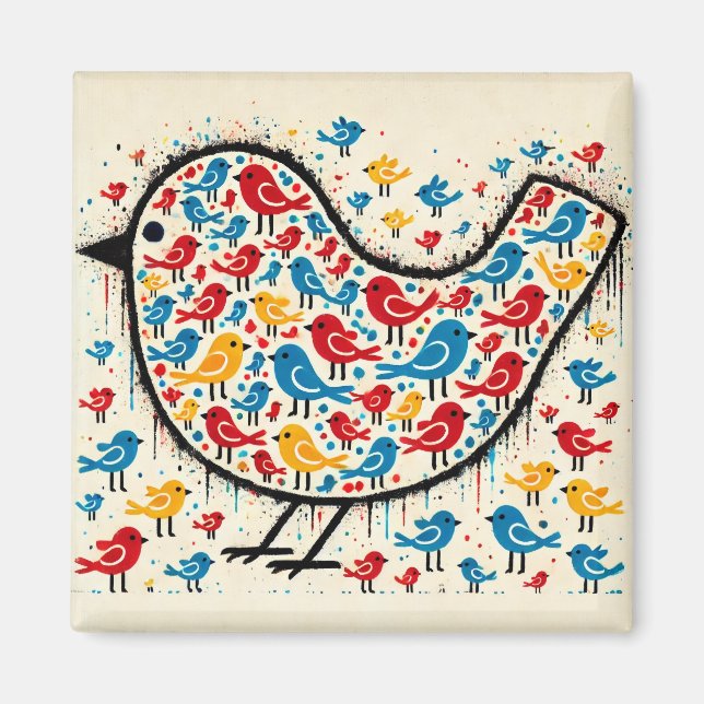 Busy birds fridge magnet (Front)