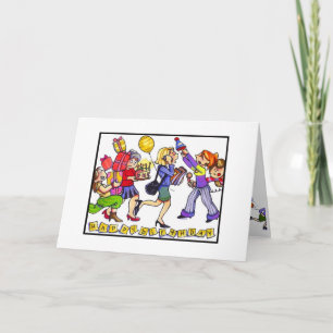 "busy birthday girl" card