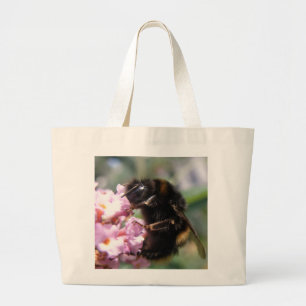 Busy Bumblebee and Pink Flowers Tote Bag