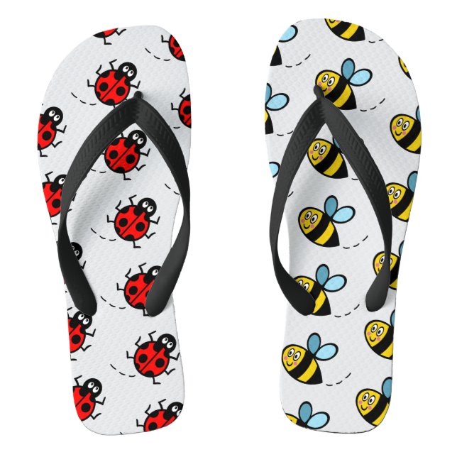Busy Bumblebee & Ladybird Pattern Thongs (Footbed)