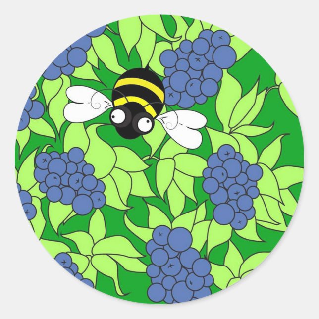 Busy Busy Bee Collection - Blueberry Delight Classic Round Sticker (Front)