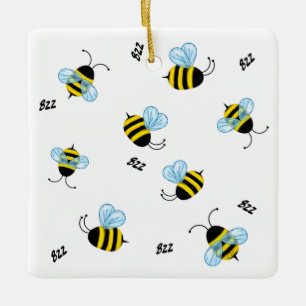 Busy Buzzing Bumble Bees Cheerful Ceramic Ornament
