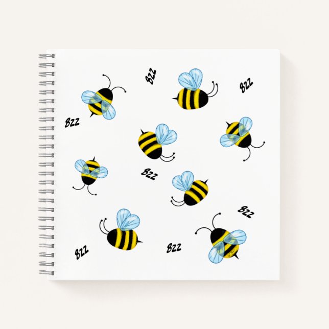 Busy Buzzing Bumble Bees Cheerful Garden Critters Notebook (Front)