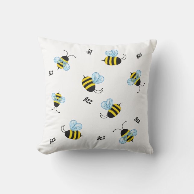 Busy Buzzing Bumble Bees Garden Insects Cushion (Front)