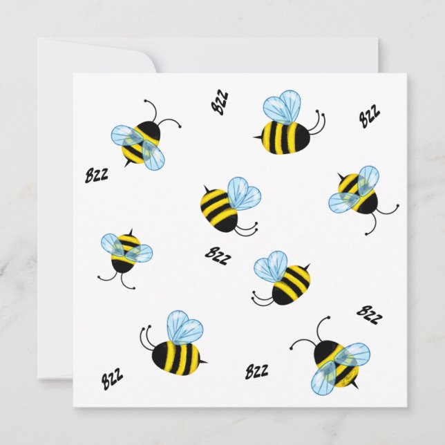 Busy Buzzing Bumble Bees Personalised Card (Front)
