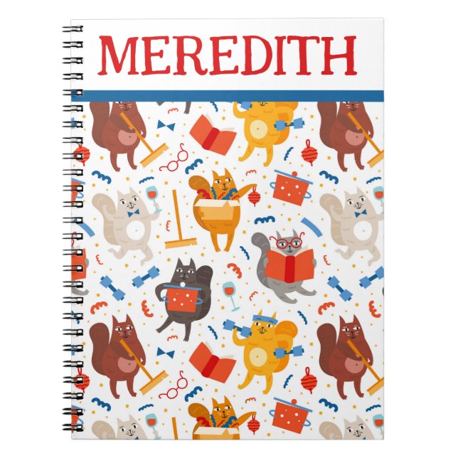 Busy Cats All Over Print Notebook (Front)