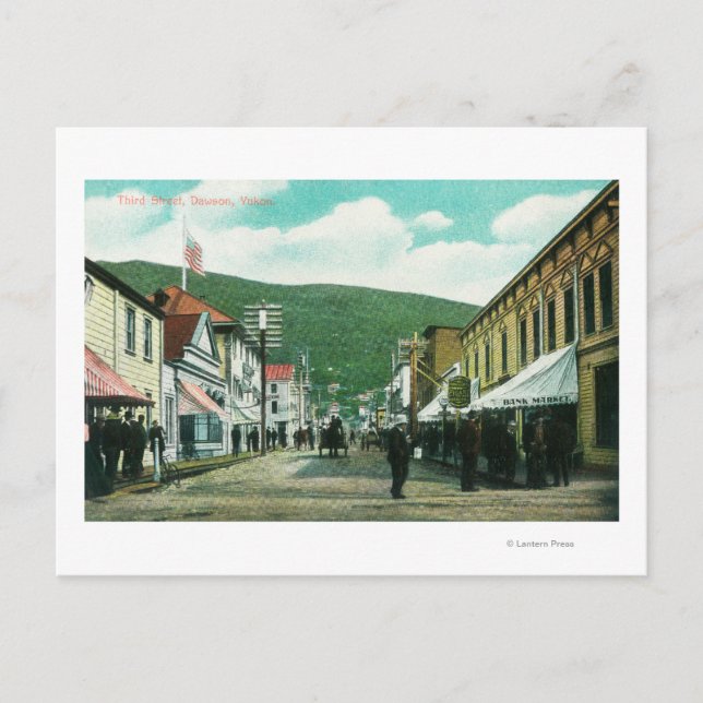 Busy Day on Third Street View Postcard (Front)