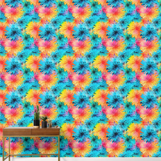 Busy Floral Tie dye Pattern No1 Wallpaper