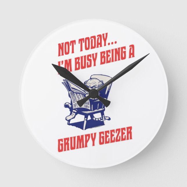 Busy Grumpy Geezer Round Clock (Front)