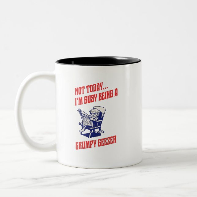 Busy Grumpy Geezer Two-Tone Coffee Mug (Left)