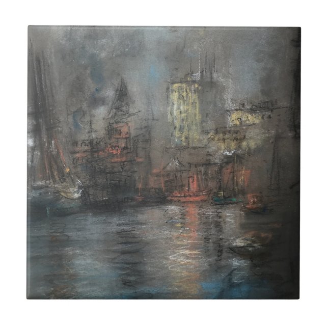 Busy Harbour (by Glenn Cooper Henshaw) Ceramic Tile (Front)