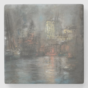 Busy Harbour (by Glenn Cooper Henshaw) Stone Coaster