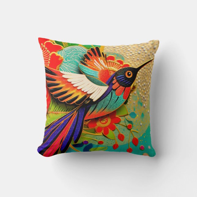 Busy Hummingbird Cushion (Front)
