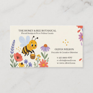 Busy Little Bee in a Blooming Garden Business Card