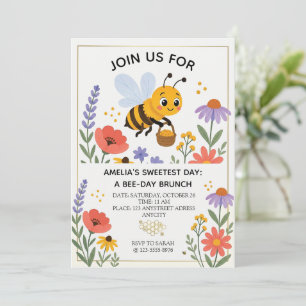 Busy Little Bee in a Blooming Garden Invitation