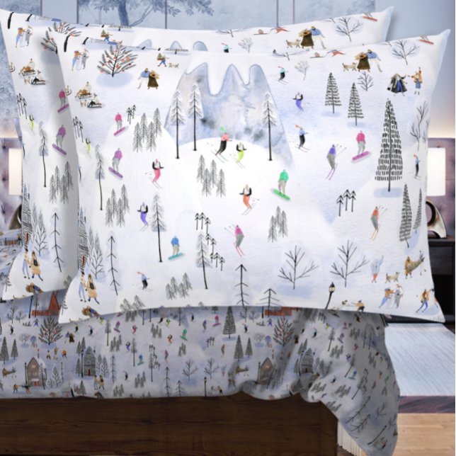 Busy Mountain Alpine Ski Village Pillowcase (Creator Uploaded)