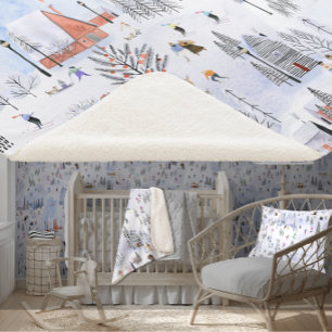 Busy Mountain Alpine Ski Village Sherpa Blanket