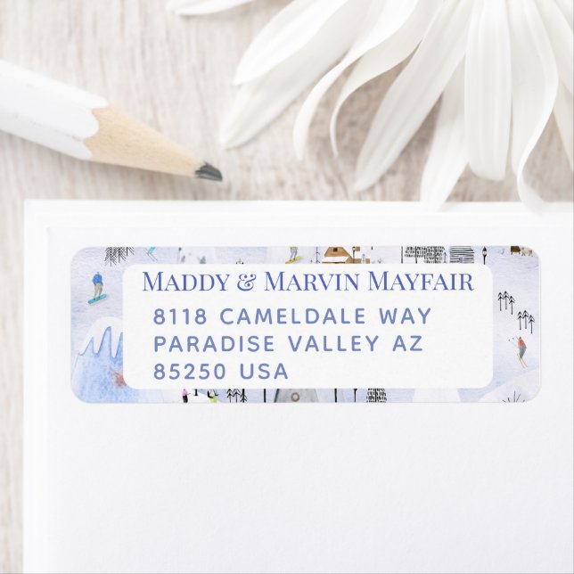 Busy Mountain Ski Village Return Address Label (Insitu)