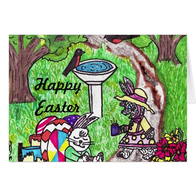 BUSY MR. COTTONTAIL EASTER card (Front Horizontal)