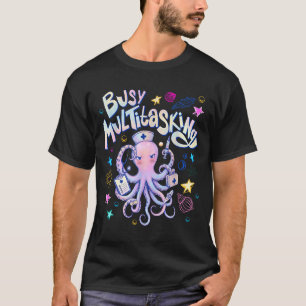 Busy multitasking octopus nursing beach summer T-Shirt