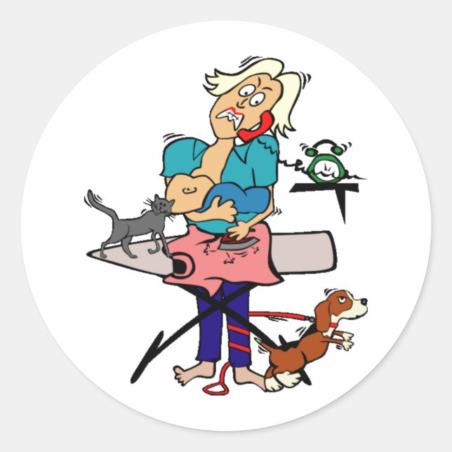 Busy Mum Classic Round Sticker (Front)