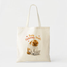 Busy Ordering Treats Funny Orange Cat on Laptop