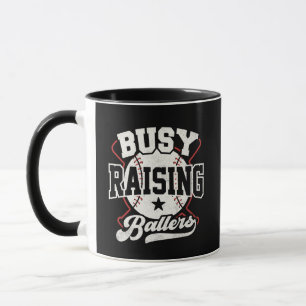 Busy Raising Ballers Baseball Mom Distressed Sport Mug
