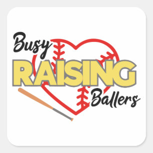 Busy Raising Ballers Baseball Mum Square Sticker