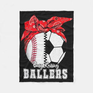 Busy Raising Ballers Baseball Soccer Bandanna Moth Fleece Blanket